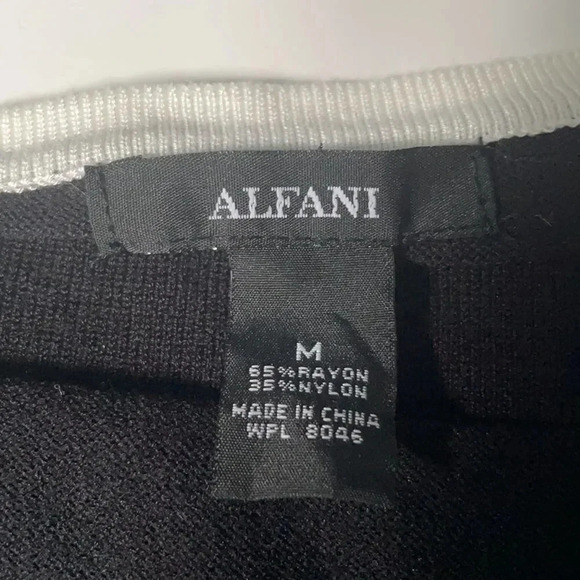 Alfani black sweater Asymmetrical hem Boat neck 3/4 sleeves Women's Size M NWT - Picture 2 of 9